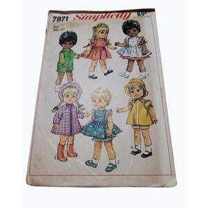 Vintage Simplicity 7971 Toddler Doll Clothes Sewing Pattern 15" Doll 1960s